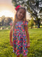 Girls Vibrant Flamingo Flutter Dress with Matching Bow - Bowtism