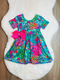 Bowtism Girls Bright Tropical Adventure Twirl Dress with Matching Bow - Bowtism