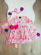 Bowtism Girls Mindy Floral Twirl Dress With Matching Bow - Bowtism