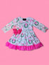Girls Pink Preppy Christmas Dress with Matching Bow - Bowtism