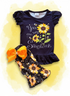 Girls Sunflower Shorts Set with Matching Bow