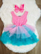 Bowtism Girls Pink Birthday Party Layered Extra Fluffy Tutu Dress With Matching Bow - Bowtism