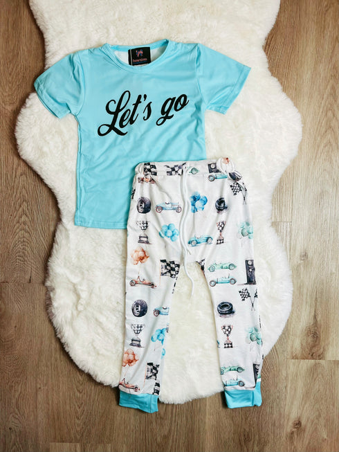 Boys Let's Go Race Car Lounge Pants Set - Bowtism