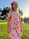 Girls pink School Bus Dress with Matching Bow - Bowtism