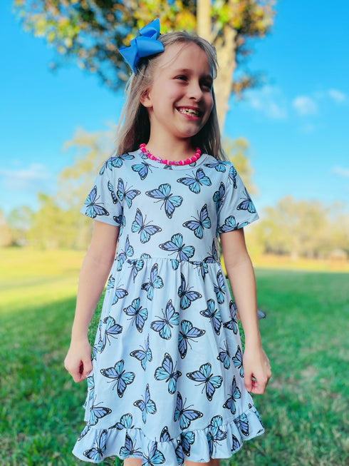 Girls Butterfly Dress with Matching Bow - Bowtism