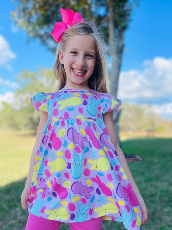 Girls Easter Jellybean Pant Set with Matching Bow - Bowtism