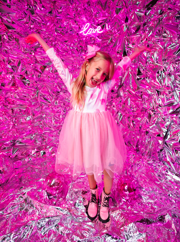 Bowtism Pastel Valentine Tutu Dress With Matching Bow - Bowtism