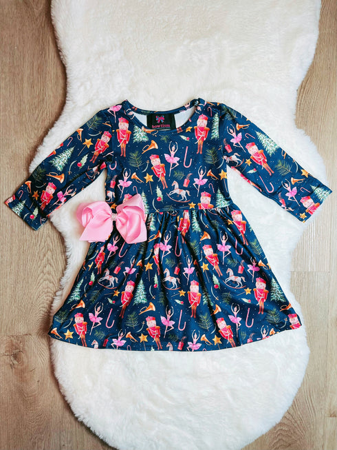 Bowtism Nutcracker Ballet Twirl Dress with Matching Bow - Bowtism