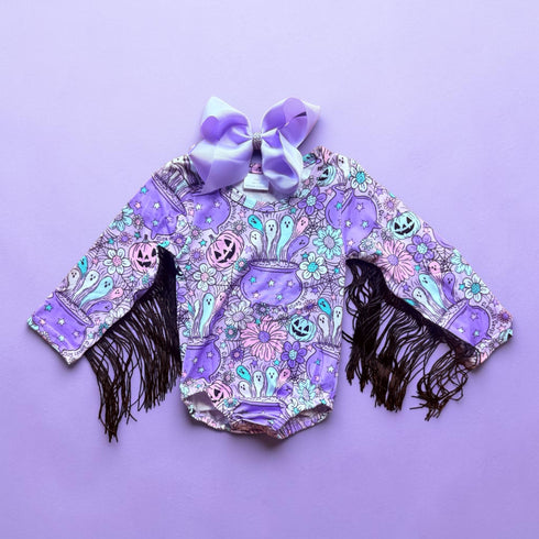 Baby Purple Halloween Romper + Matching Bow