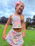 Girls Retro Theme Park Skort Set with Matching Bow