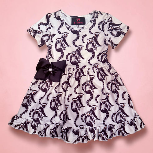 Girls Lemur Zoo Dress & Matching Bow