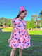 Girls Pink Chicken Flutter Dress & Matching Bow
