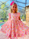 Girls Pink Back To School Dress with Matching Bow - Bowtism