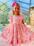 Girls Pink Back To School Dress with Matching Bow - Bowtism