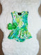 Bowtism Baby Girl Palm Beach Romper with Matching Bow - Bowtism