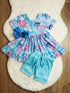 Bowtism Girls Ombre Shell Dress with Shorts Set and Matching Bow - Bowtism