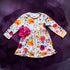 Girls Fall Floral Twirl Dress with Matching Bow