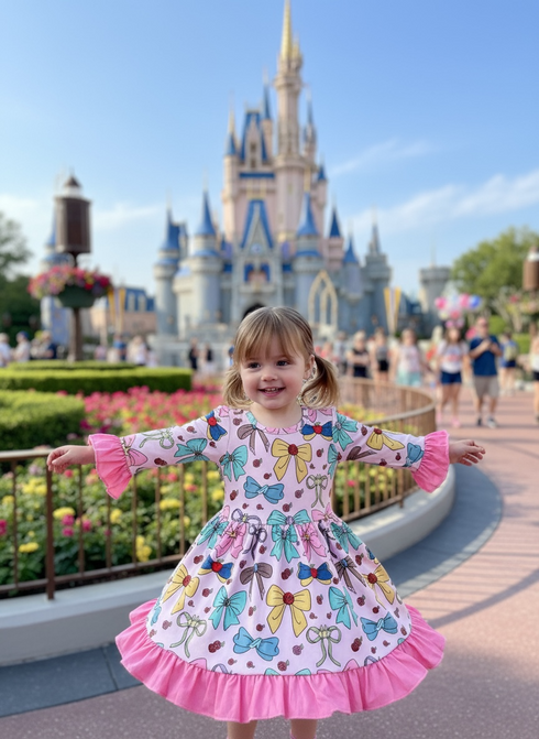 Girls Princess Bow dress with matching bow
