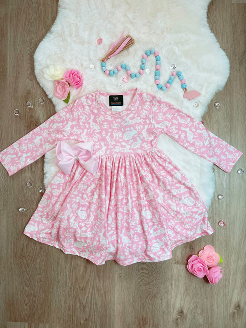Bowtism Girls Sweet Easter Twirl Dress with Matching Bow - Bowtism