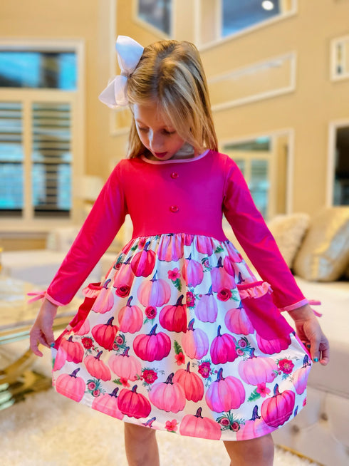 Bowtism Pink Pumpkin Pocket Dress - Bowtism