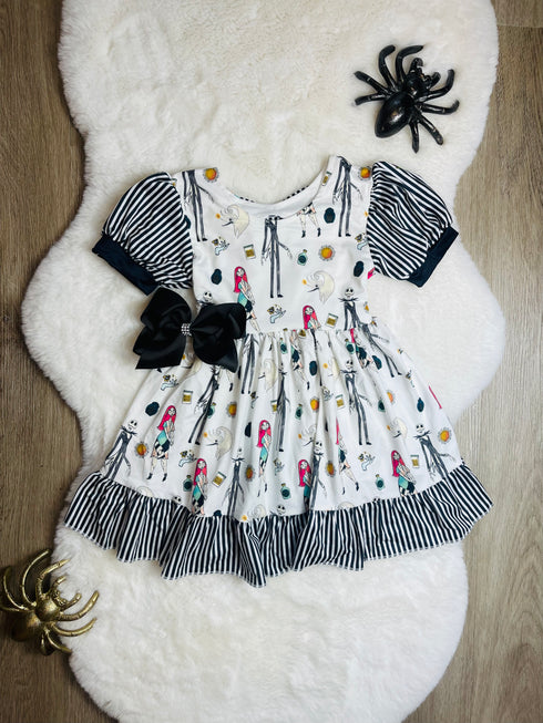 Bowtism Halloween Jack Bow Dress with Matching Bow - Bowtism