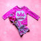 Girls Pink Christmas Tree Holiday Flare Outfit with Bow
