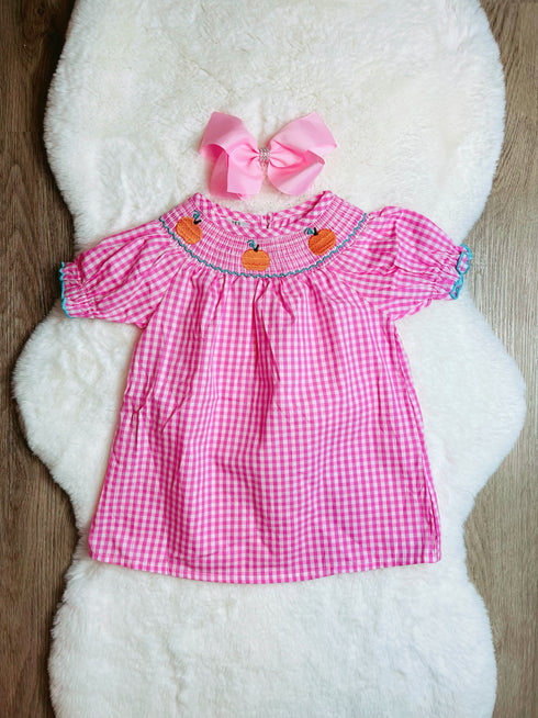 Bowtism Pretty In Pink Smock Dress with Matching Bow - Bowtism