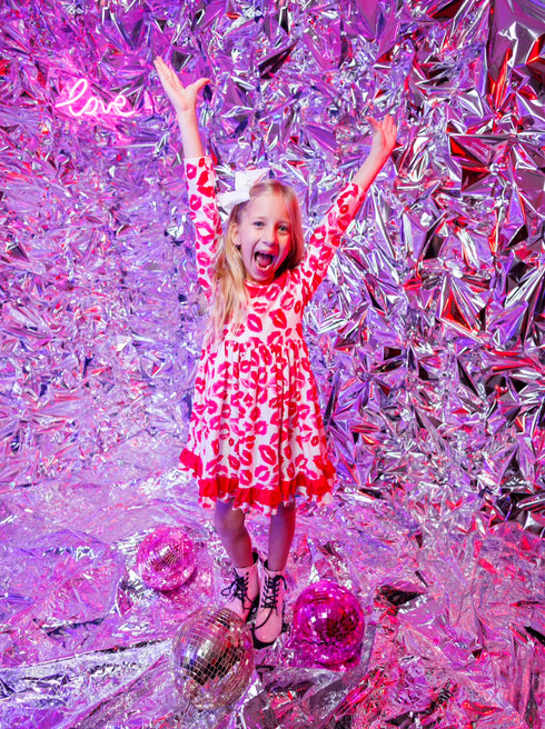 Bowtism Forever Kisses Ruffle Twirl Dress With Matching Bow - Bowtism