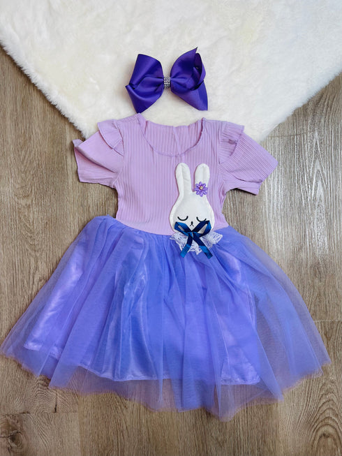 Bowtism Lavender Bunny Tutu Dress with Matching Bow - Bowtism
