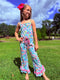 Girls Floral Summer Romper with Matching Bow
