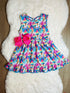 Bowtism Girls Bright Ice Cream Party Dress with Matching Bow - Bowtism