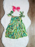Bowtism Paradise Palms Layered Dress With Matching Bow - Bowtism