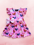 Girls Pink Chicken Flutter Dress & Matching Bow