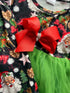 Girls Christmas Santa Tutu Pants Outfit with Matching Bow