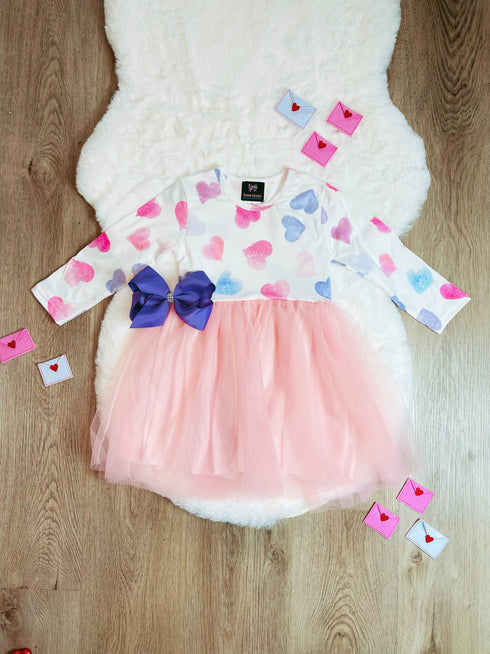 Bowtism Pastel Valentine Tutu Dress With Matching Bow - Bowtism