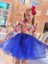 Girls Bright Floral Tutu Dress with Matching Bow - Bowtism