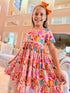 Girls Pink Pumpkin Bow Cut Out Dress with Matching Bow - Bowtism