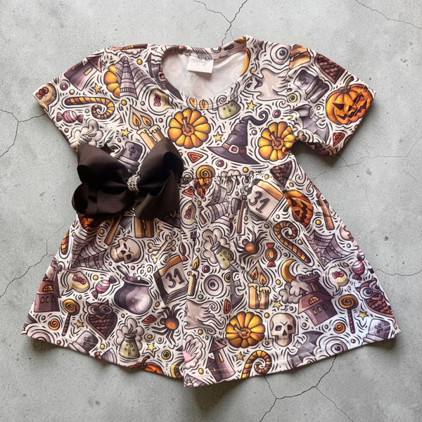 Baby Halloween Inspired Dress + Matching Bow