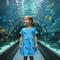 Girls Manatee Print Dress with Matching Bow