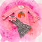 Girls Pink Harvest Pumpkin Flare Pants Set with Matching Bow