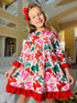 Girls Christmas preppy Bow Dress with matching bow
