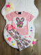 Bowtism Girls Floral Easter Bunny Flare Pants Set With Matching Bow - Bowtism