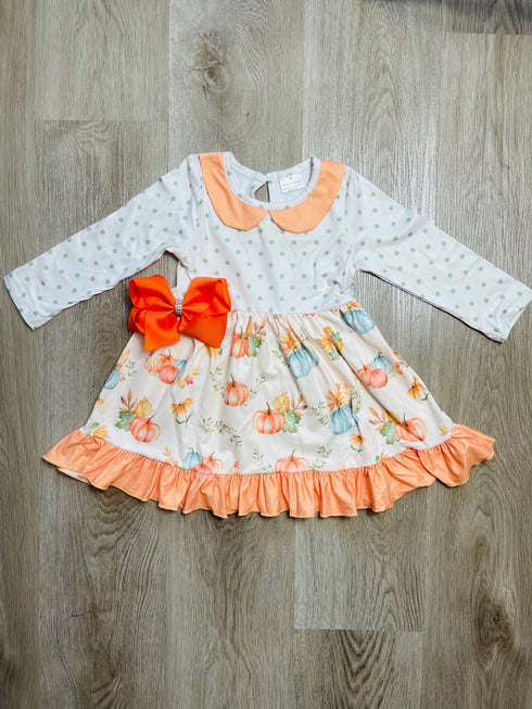 Bowtism Blair Harvest Dress with Matching Bow - Bowtism