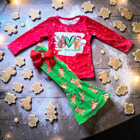 Girls' Gingerbread Cookie Flare Set with Matching Bow