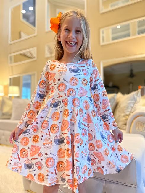 Bowtism Pumpkin Latte Please Dress with Matching Bow - Bowtism