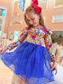 Girls Bright Floral Tutu Dress with Matching Bow - Bowtism