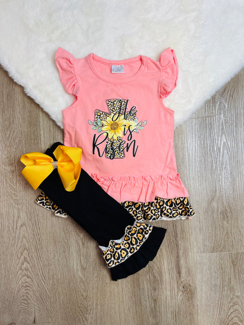 Bowtism He Is Risen Capri Shorts Set with Matching Bow - Bowtism