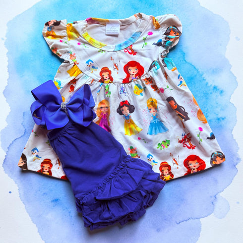 Baby Princess Shorts Set + Matching Bow