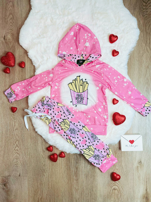 Bowtism Retro Fries Before Guys Hoodie Pants Set With Matching Bow - Bowtism