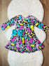 Girls Easter Peeps Cheetah Dress with Matching Bow - Bowtism